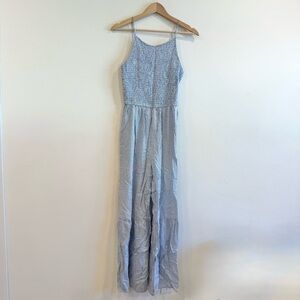 Striped Blue Tiered Flare Boho Bottom Jumpsuit Romper